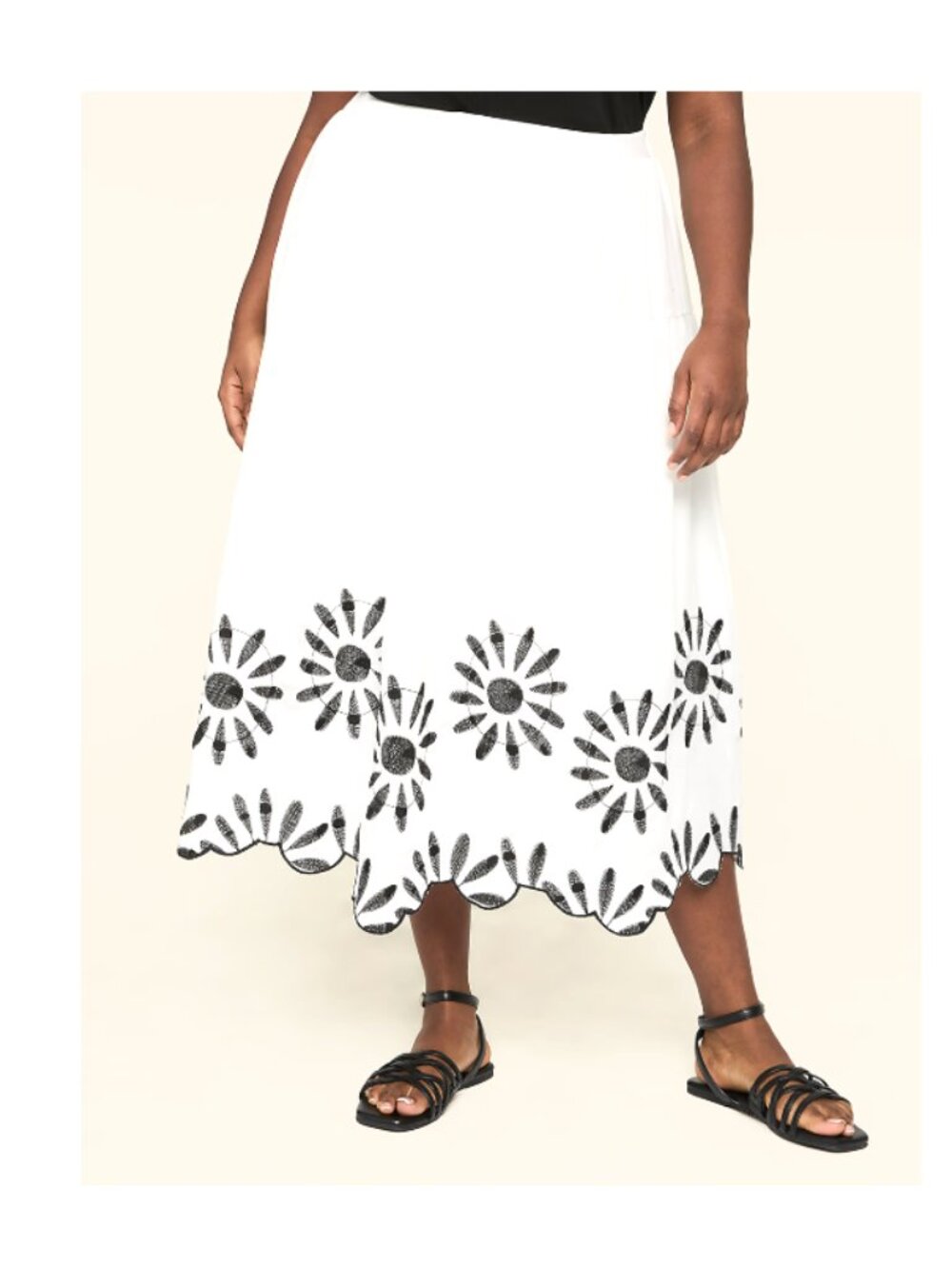 Lane Bryant Embroidered Scallop-Hem Tiered Midi Skirt